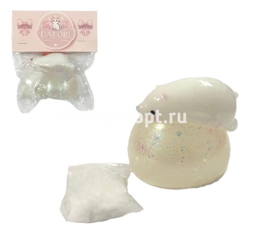 Антистресс Сквиш Мишка на Прозврачном Шаре с Блестками + ворс (отдельно)