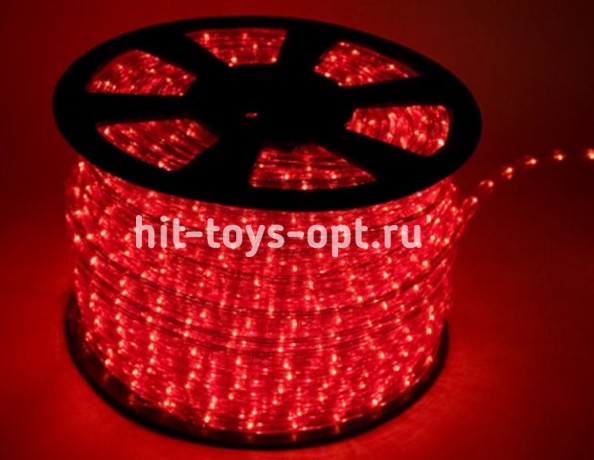 Дюралайт 50м диод круглый, диаметр 13мм, на 1метре 36 диодов, КРАСНЫЙ, 3жилы, с евровилкой