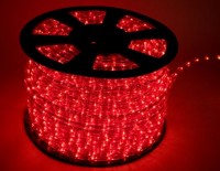 Дюралайт 50м диод круглый, диаметр 13мм, на 1метре 36 диодов, КРАСНЫЙ, 3жилы, с евровилкой