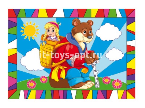 Гравюра А4 с цветным основанием в конверте. МАШЕНЬКА И МЕДВЕДЬ