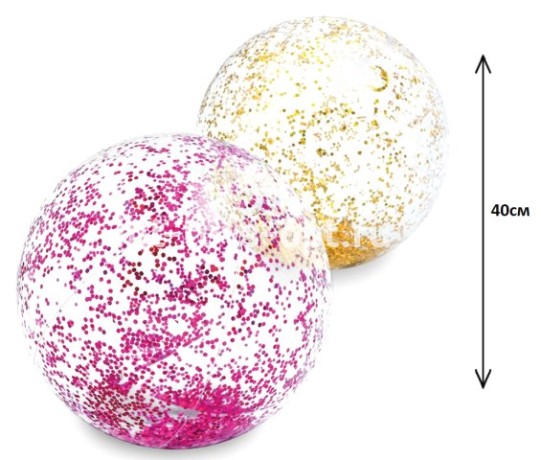 Надувной мячик с блеском 40 см ассорти