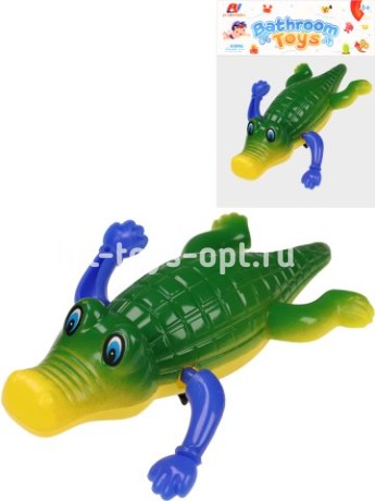 Заводная игрушка для купания."Крокодил"(в пакете)(10х6,5х4,5 см)