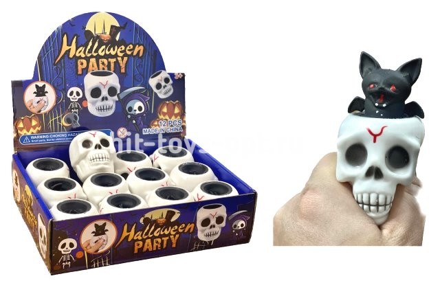 Антистресс Летучая Мышь в Черепе, в уп 12шт. цена за шт.