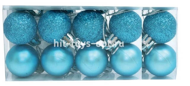 Набор шаров 7см 10шар 1цв матовый/искра в пр прямоуг уп