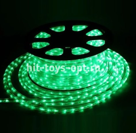 Дюралайт 50м диод круглый, диаметр 13мм, на 1метре 36 диодов, ЗЕЛЕНЫЙ, 3жилы, с евровилкой