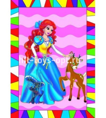 Гравюра А4 с цветным основанием в конверте. ПРИНЦЕССА И ОЛЕНЕНОК