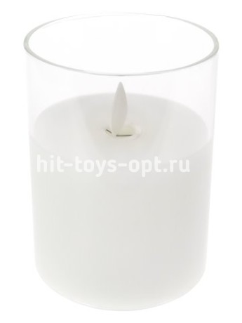 Светодиодная восковая LED свеча в прозрачном стекле 10 см