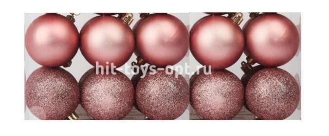 Набор шаров 7см 10шар 1цв матовый/искра в пр прямоуг уп