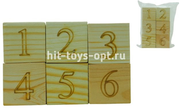Деревянная Развивающая Игра Кубики 6шт (Цифры)