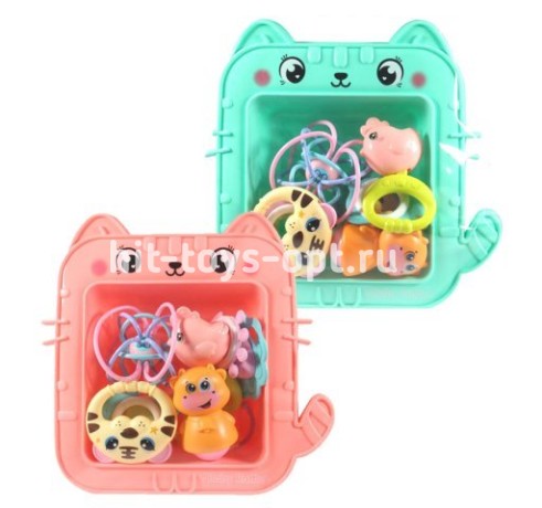 Набор погремушек с подставкой в пакете 10 эл, размер 30*35см.