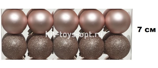 Набор шаров 7см 10шар 1цв матовый/искра в пр прямоуг уп