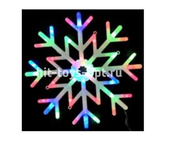 Снежинка белая, диод, 40см, в пакете, цвет-мульти, 40/2