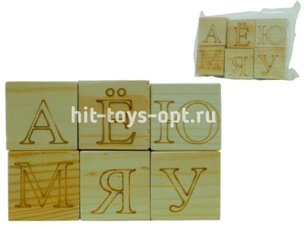 Деревянная Развивающая Игра Кубики 6шт (Алфавит)