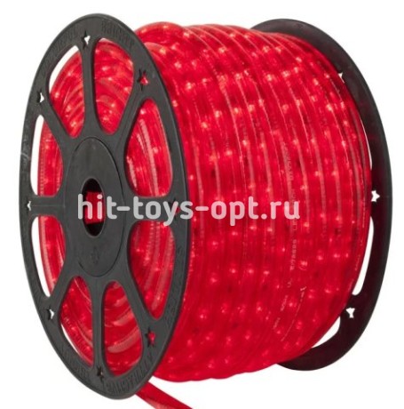Дюралайт 100м диод круглый, диаметр 9,5мм, на 1метре 18 диодов, КРАСНЫЙ, 3жилы, с евровилкой