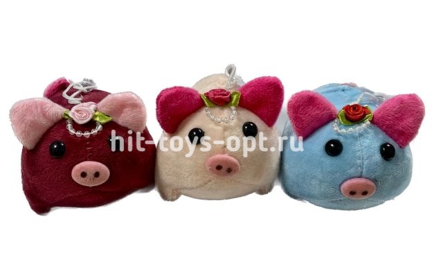 Мягкая Игрушка Брелок Свинка 10см*8см*8см, в ассортименте 4 вида.