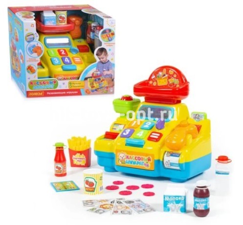 Детская касса со сканером, корзинка для продуктов, 10 эл, размер 32*27