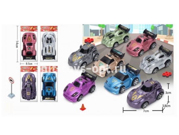 Машинка инерционная (7х3,8х3 см, цвет микс, в пакете)