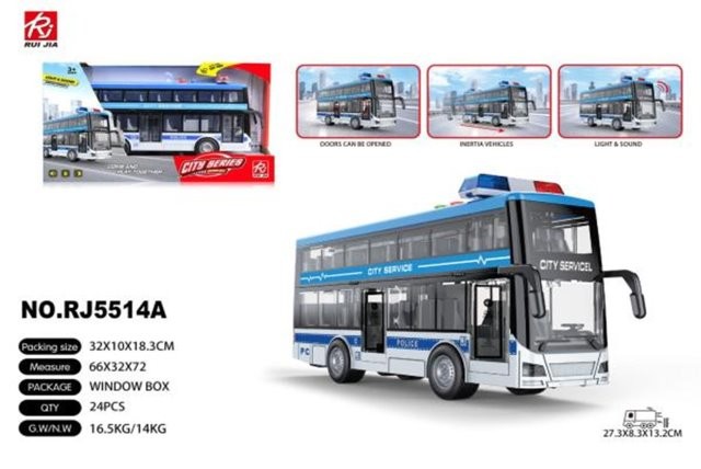 Автобус Двухэтажный Инерционный, свет/звук, размер 32см*18см*10см