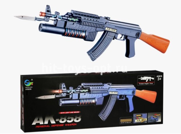 Автомат Калашников - Большой - Свет/Звук/Движение Ствола, размер в сборе 73см