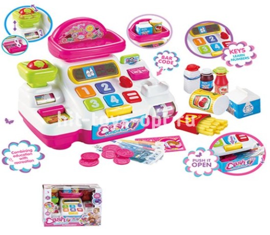 Касса детская с продуктами+чек+весы+пикалка свет муз35*22
