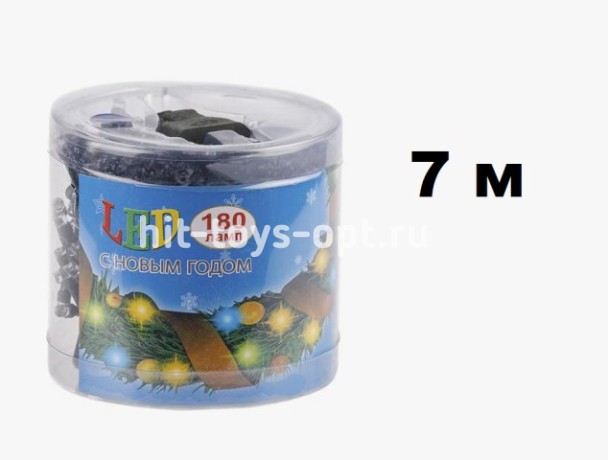 гирлянда нить диод 180л (80л) в тубе зел провод 7м МУЛЬТИ