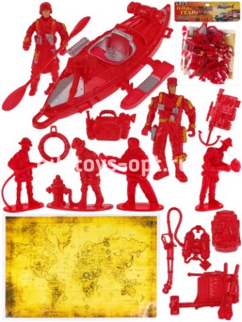 Игровой набор "Пожарная техника"(6 фигурок,лодка,карта и пр.,в пакете)