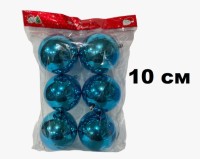 Набор шаров 10см 6шар 1цв однотонный глянец в пакете 00070