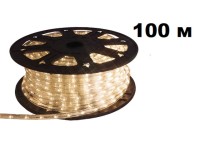 Дюралайт 100м диод круглый, диаметр 13мм, на 1метре 36 диодов, ТЕПЛО-БЕЛЫЙ, 3жилы, с евровилкой