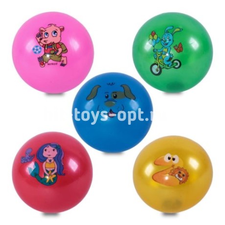Мяч резиновый зверюшки 5 цветов