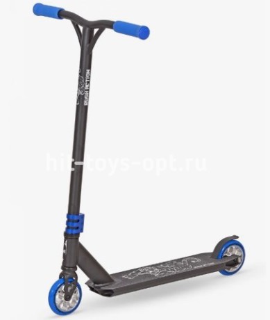 Самокат трюковой Черный, мет. спицы, дэка: дл≈50см, ш≈11,2см, толщ≈2,51см, h руля≈85/79