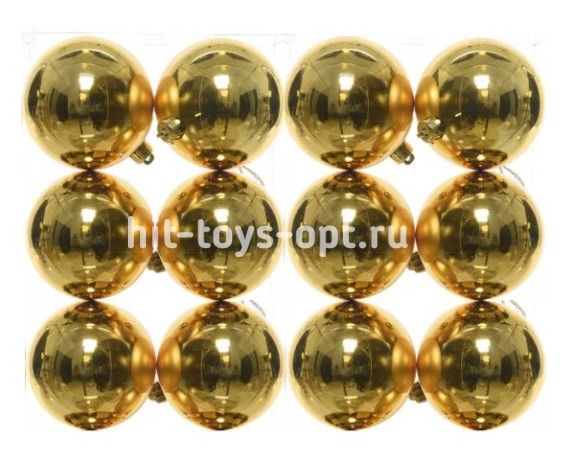 Набор шаров 5см 12шар 1цв однотонный цветной, глянец, в пр уп