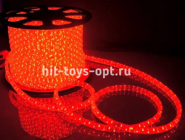 Дюралайт 100м диод круглый, диаметр 13мм, на 1метре 36 диодов, КРАСНЫЙ, 3жилы, с евровилкой