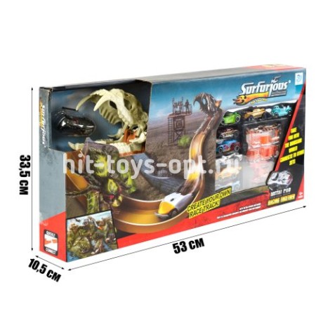 Трек динозавр + 8 машинок