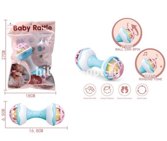 Погремушка с ручкой в пакете, размер 22см