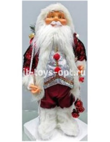 Дед Мороз 60см в костюме с 2-х сторонними красно-серебристыми паетками, в пакете 212418