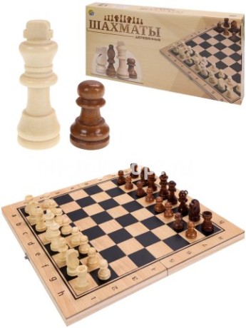 Шахматы деревянные (29х14.5х3 см), фигуры дерево, в коробке