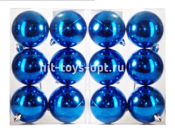 Набор шаров 5см 12шар 1цв однотонный цветной, глянец, в пр уп