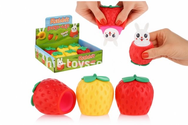 Антистресс Зайка в Клубнике, в уп 12шт. цена за шт.