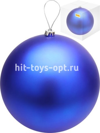 Ёлочный шар 30 см, Весёлых праздников!, синий матовый
