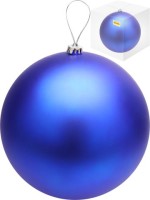 Ёлочный шар 30 см, Весёлых праздников!, синий матовый