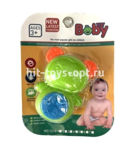 Погремушка мишка с кнопкой на блистере, размер 13*17см.