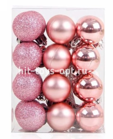 Набор шаров 8см 12шар 1цв однотонные глянец/искра в пр упак 00060