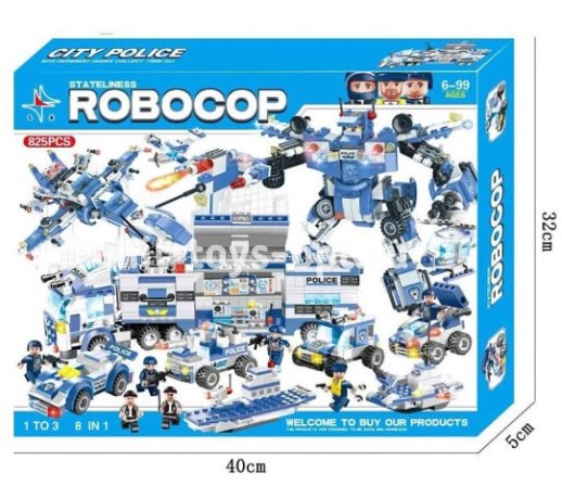 Конструктор Сити Полицейский робот 8 в 1 825 дет