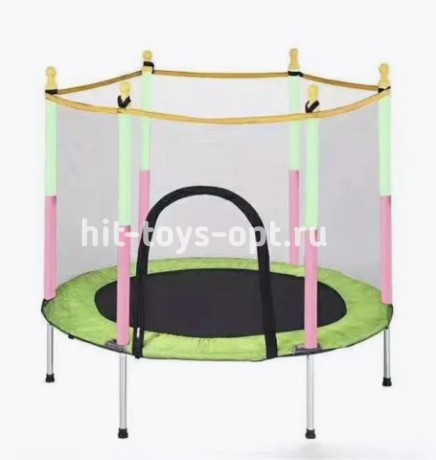 Батут детский 140 см, зеленый, макс.вес 120 кг, с сеткой