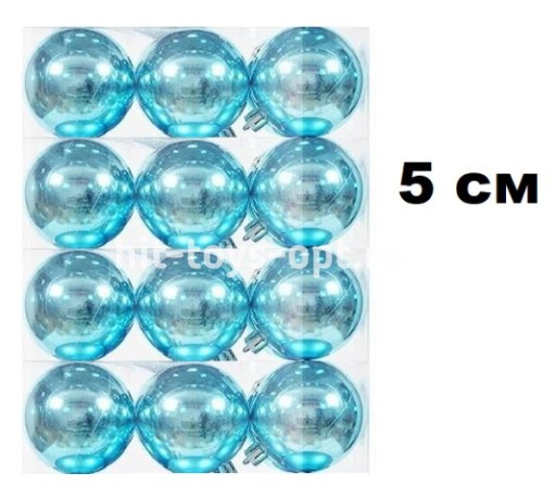 Набор шаров 5см 12шар 1цв однотонный цветной, глянец, в пр уп