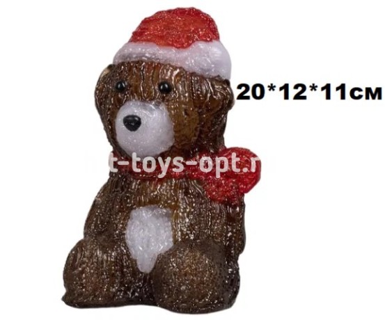 Фигура LED МЕДВЕДЬ акриловый h≈20*12*11см хол/бел свет (с режимами) в упак S0023