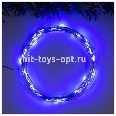 Гирлянда нить КАПЕЛЬКА РОСЫ прозрачный провод (10м/100л)  с режим., в туб СИНИЙ