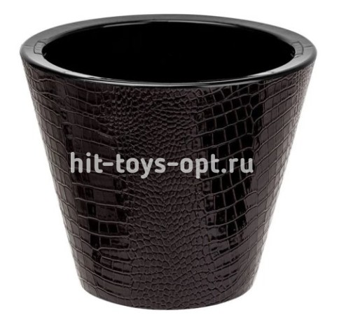 Кашпо для цветов пластик, горшок для цветов пластиковый 5 литров Классика Декор Кожа темно-коричневы