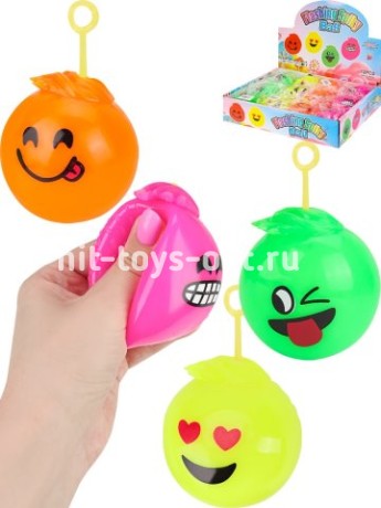 Мяч световой "Смайлик" (в шоубоксе, цвет микс) в уп 12шт. цена за шт.
