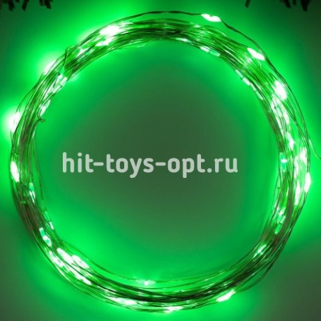 Гирлянда нить КАПЕЛЬКА РОСЫ прозрачный провод (10м/100л)  с режим., в туб ЗЕЛЕНЫЙ